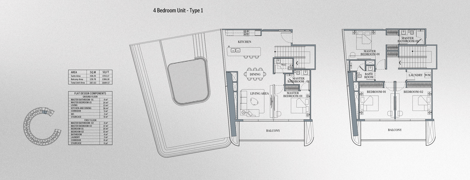 4-bedroom duplex residences — View floor plan