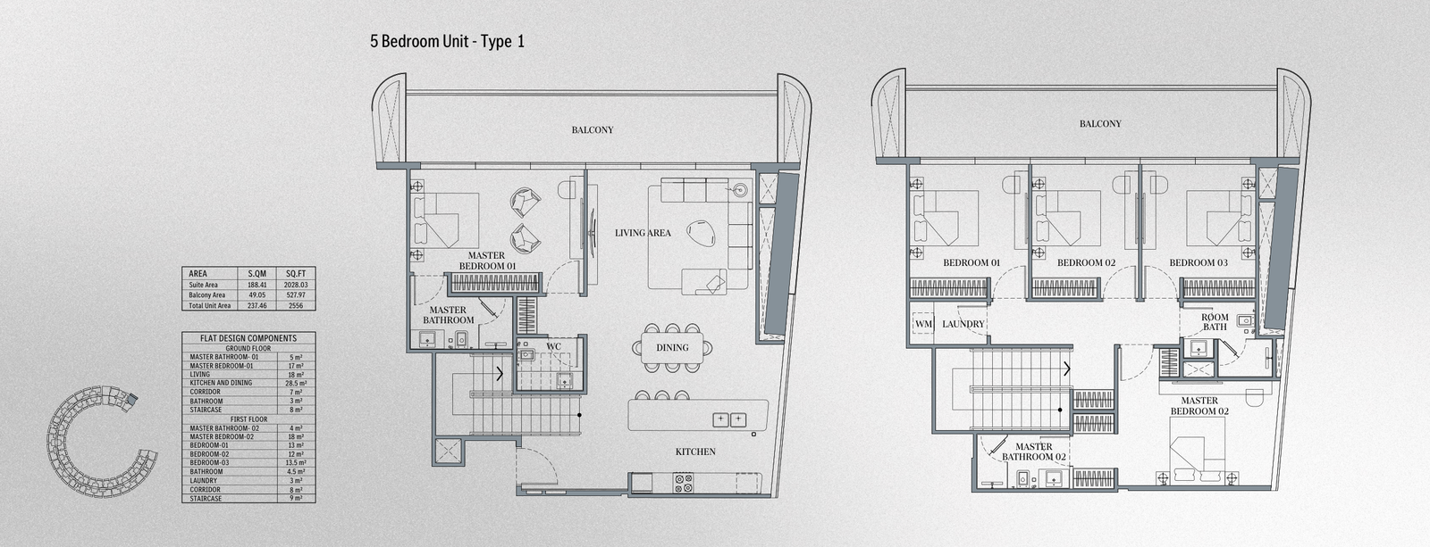 5-bedroom duplex residences — View floor plan